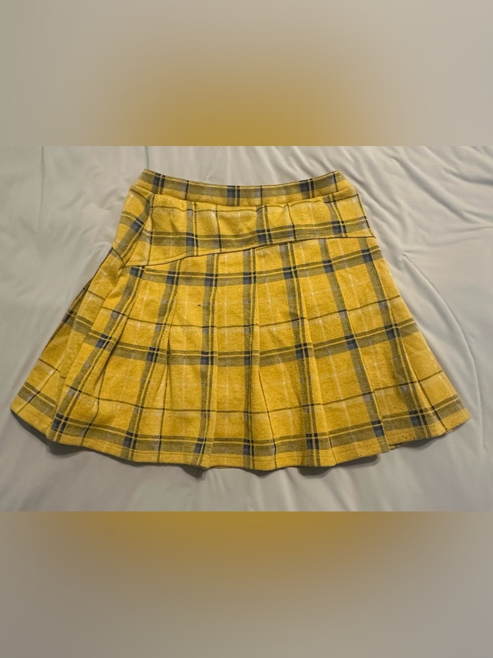 SO Yellow Plaid Pleated Mini Skirt